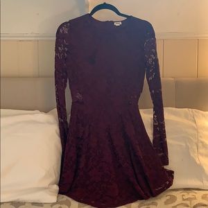 Lace long sleeve mini dress